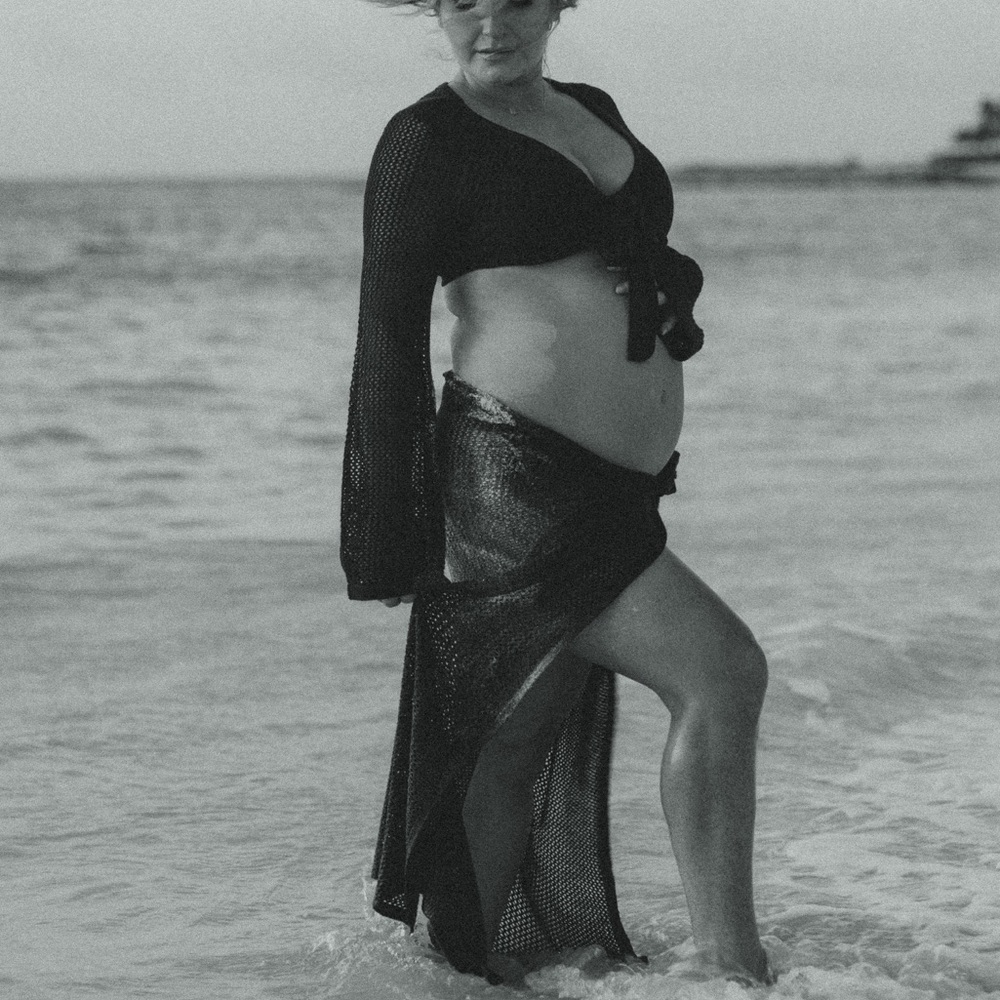 Elegant Black crotchet fishnet Women's Swim Cover-Up maternity 2 piece beach set